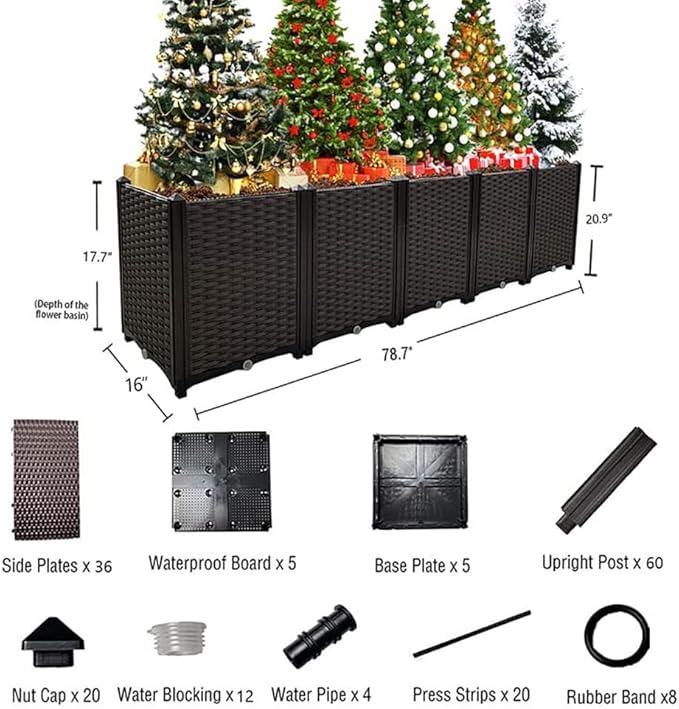 Large Planters for Outdoor Plants Raised Garden Bed Elevated Rectangular Garden Box Kits for Gardening, Vegetables, Flowers and Herbs in Backyard Patio Balcony