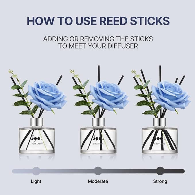 396 st. Rose Flower Reed Diffuser, Baby Powder, 200ml(6.7oz) / Reed Diffuser Sets, Home Fragrance, Scented Oils, Home & Bathroom Décor