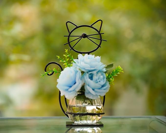 Desktop Glass Planter Vase Holder, Modern Creative Cat Plant Terrarium Metal Stand for Hydroponics Plants Home Garden Wedding Decoration Outdoor Planter Ideas