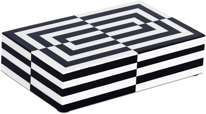 Handicrafts Home Modern Puzzle Slide Decorative Storage Box - Black & White, 8x5x2 Inches