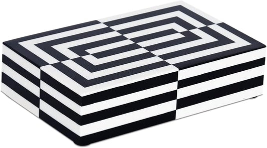 Handicrafts Home Modern Puzzle Slide Decorative Storage Box - Black & White, 8x5x2 Inches