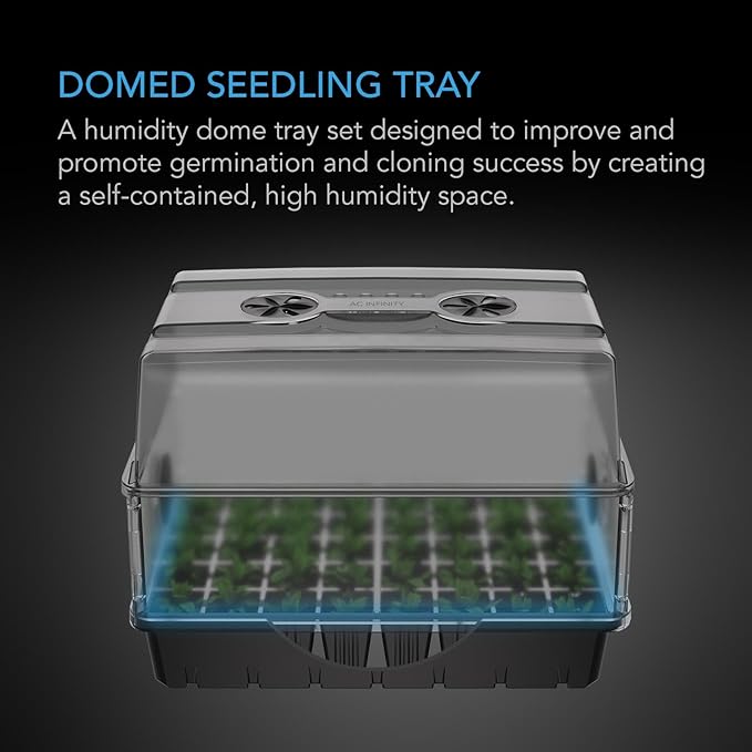AC Infinity Humidity Dome, Heavy-Duty Germination Kit with 3 mm Thick Dome, Sturdy Drip Tray, 5x8 Cell Seedling Tray, and Vented Height Extension Panels, for Seed Starting, Propagation, Cloning Plants