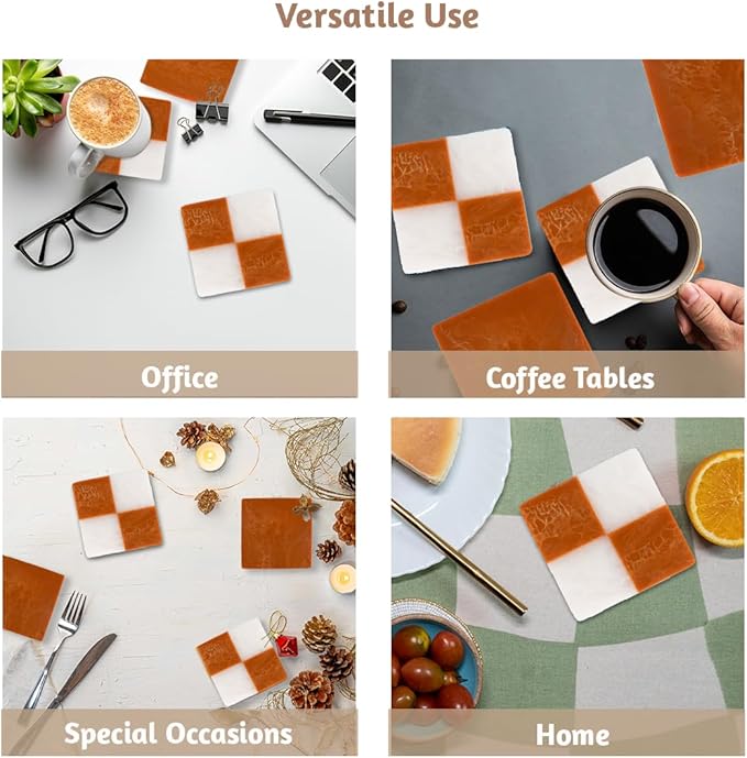 Folkulture Coasters Set of 4 | (4") Fall Coaster for Coffee Table | Handmade Coasters for Drinks | Cute Cup Coaster Waterproof for Bar Decor or Living Room Decor | Fall-Decor or Fall Table Decor