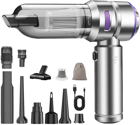 Mini Car Vacuum Cleaner,20000PA 4-in-1 Cordless Handheld Vacuum Cleaner with 6000mAh Battery Brushless Motor Hand Held Vacuum Air Duster & Air Blower & Pump for Car,Office and Home Cleaning