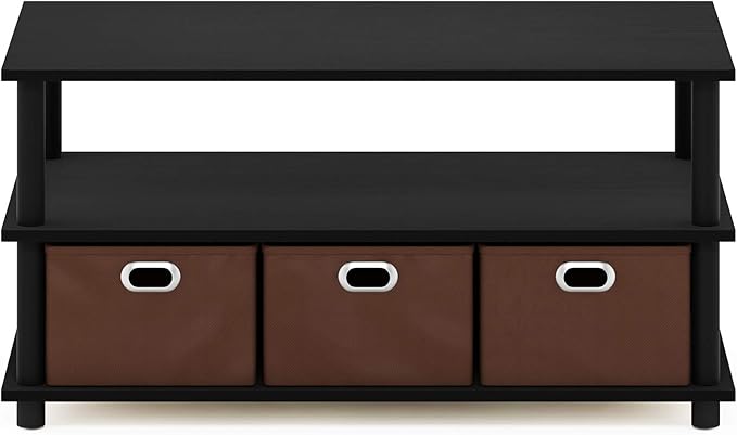 FURINNO Turn-N-Tube Coffee Table, 31.22D x 15.5W x 15.8H in, Black Oak/Black/Brown