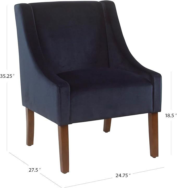 Homepop Home Decor | Upholstered Classic Swoop Arm Accent Chair | Accent Chairs for Living Room & Bedroom | Decorative Home Furniture, Navy
