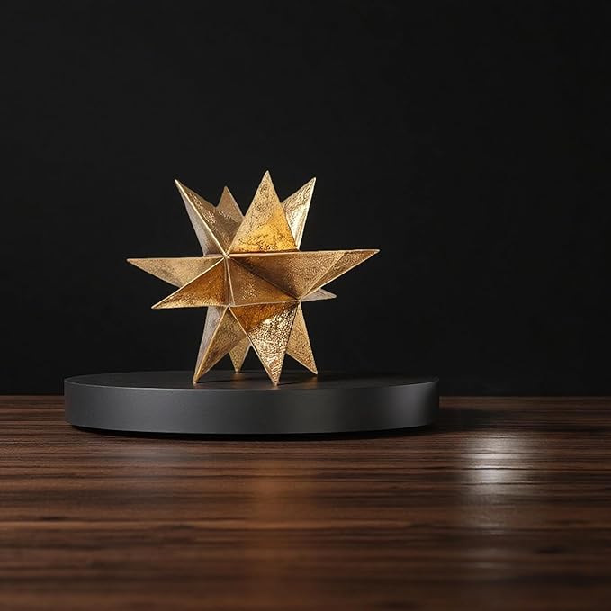 Braxio Modern Style Indoor Home Decor - Resin Gold Multi-Angle Stars Abstract Geometric Sculpture for Living Room Office Desk Bookshelf Table Decor Home Decorations 7 * 7 * 6 Inch
