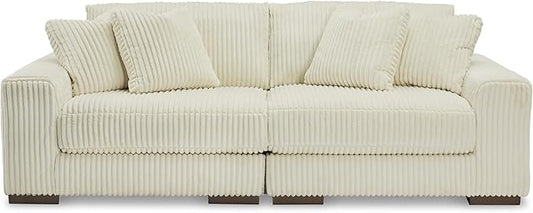 Signature Design by Ashley Lindyn Contemporary 2-Piece Sofa with Reversible Cushions, White