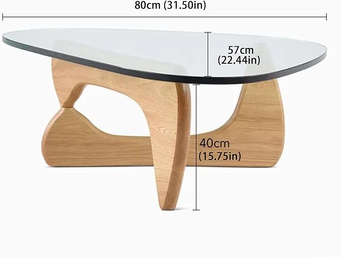 EASYSOUL Modern Glass Coffee Table, 32.68" D x 22.44" W x 15.75" H, Abstract Round Tea Tables for Living Room Home Office Industrial Cocktail Tables (Log-Clear Glass, 32.68")