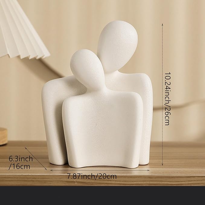 Ceramic Couple Statue Modern Shelf Decor Knick Knacks for Shelves, Valentine's Day Wedding Gifts, Home Decor for Living Room, Bedroom, Bookshelf & TV Stand (XL)