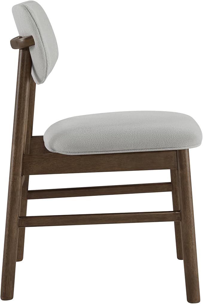 CHITA Upholstered Dining Chairs Set of 2, Mid Century Modern Kitchen & Dining Room Chairs, Solid Wood Frame in Walnut, Chenille Fabric in Silver (Gray)