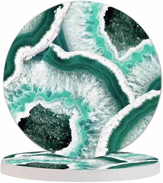 Texture of The Stone in A Cut Cup Coasters Set of 2 Delicate Beautiful Agate Design Wooden Table Apartment Decor 100% Diatomite for Drinking Glasses,4 Inches