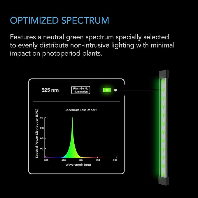 AC Infinity IONBEAM Green, Plant Gentle Green LED Work Light Bar 16”, Timer Controller Dimmer, for Indoor Plants, Grow Tents, and Grow Rooms