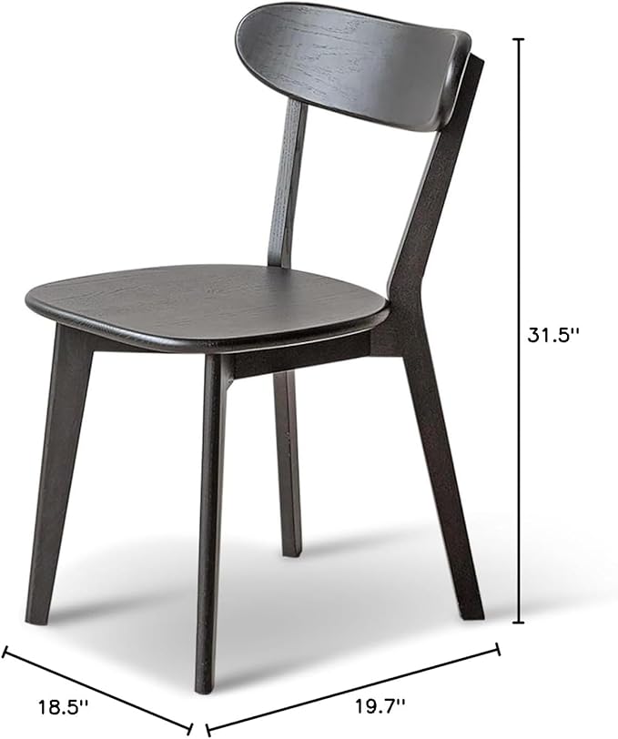 100% Solid Oak Wood Dining Room Chairs - Practical Kitchen Chairs - Wood Chair for Dining Room, Kitchen (1, Black)