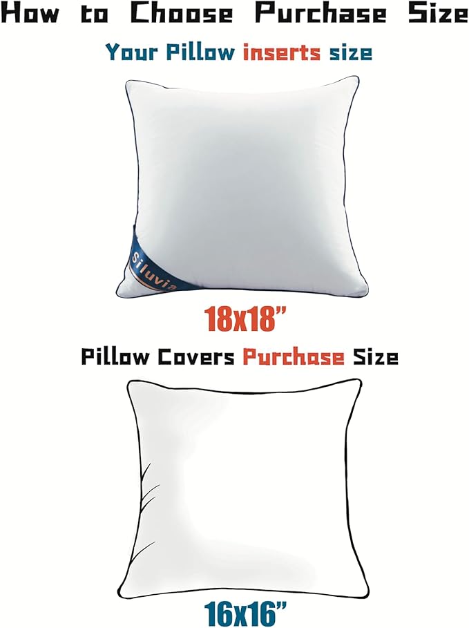 Siluvia Decorative 18x18 Pillow Inserts Set of 4 - Square Throw 18 Pillows with 100% Cotton Cover for Sofa, Couch, and Bed - White