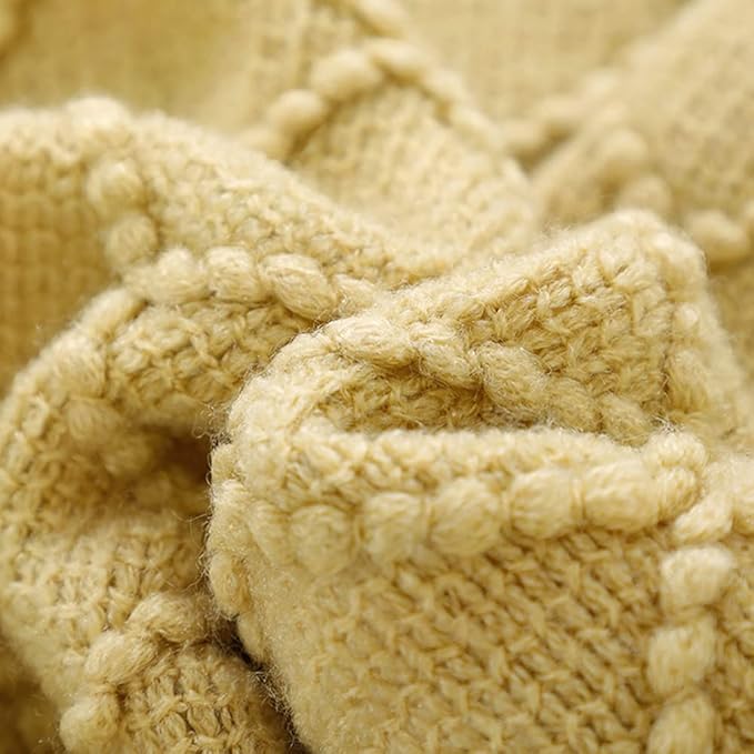 BOURINA Mustard Throw Blanket 50 x90 Inches Throw Textured Solid Soft Sofa Throw Bed Runner Couch Cover Knitted Decorative Blanket Bed Runner