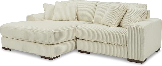 Signature Design by Ashley Lindyn Contemporary L-Shaped 2-Piece Sectional with Chaise for Living Room, White