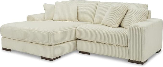 Signature Design by Ashley Lindyn Contemporary L-Shaped 2-Piece Sectional with Chaise for Living Room, White