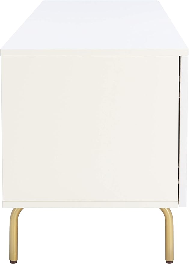 SAFAVIEH Genevieve TV Stand for up to 65" Flatscreen – Cream & White Washed Finish, Mid-Century Modern Storage Cabinet, Entertainment Media Console (MED5000D)