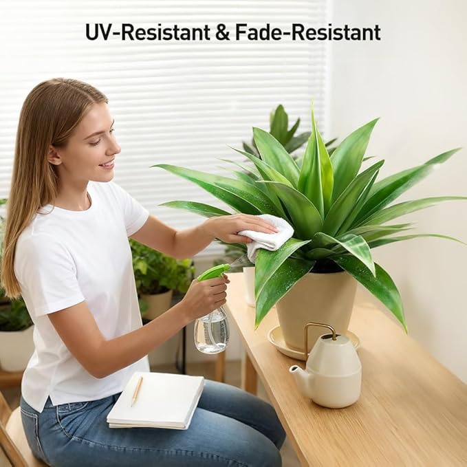 Artificial Agave Plant,28in Faux Plants Outdoor Decor,UV Resistant Large Potted Greenery,Realistic Plastic Succulents for Patio Porch Entryways Office Garden,Set of 2