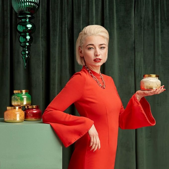 Capri Blue Glimmer Jar Candles - Luxury Holiday Scented Candles for Home - Long Lasting Soy Wax Blend - Scented Holiday & Home Decor - Pumpkin Dulce Oversized Signature Jar (28 oz)