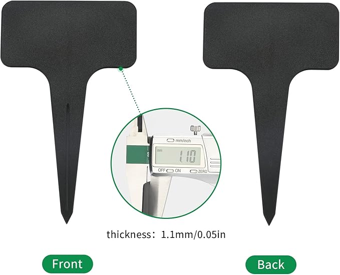 KINGLAKE 100 Pcs Waterproof Thick Plastic Black Plant Tags T Type Nursery Garden Labels