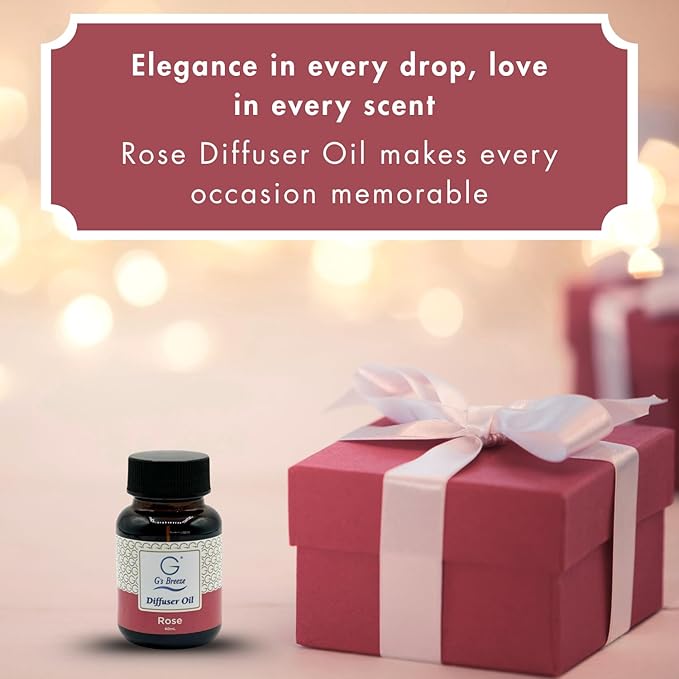 G's Breeze Rose Diffuser Oil Refill - Enchanting Aroma of Blooming Roses – Create a Romantic, Luxurious Atmosphere – Ideal for Home & Office – Long-Lasting Floral Fragrance - 60 ML