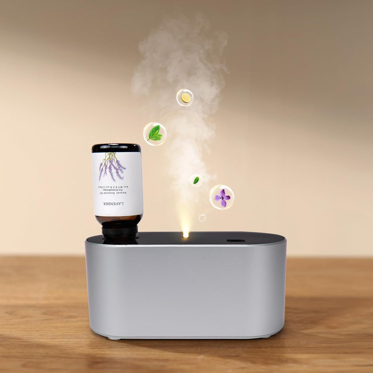 Waterless Diffuser for Home Essential Oil Diffuser, Aromatherapy Diffuser, Portable Scent Diffusers, 3 Mist Modes, Cycle Start for Bedroom, Office Studio 160 sq. ft Silver