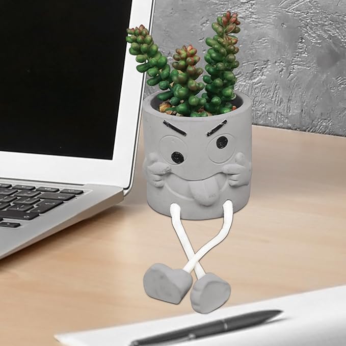 Zerzsy Artificialplant Succulents in Cement Pots with Hanging Leg, Kitchen Shelf Decor, Bathroom Shelf Decoraion, Home Sheves Decoration Accents, Office Wall Decor - Set of 1