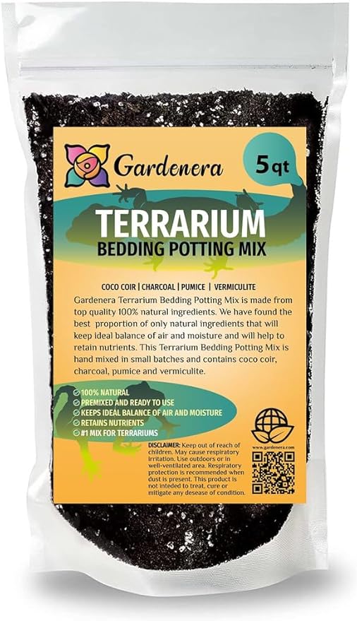 Terrarium Bedding - Superior Drainage, Nutrient Retention, and Water Retention for Thriving Terrarium Plants - 5 QUARTS