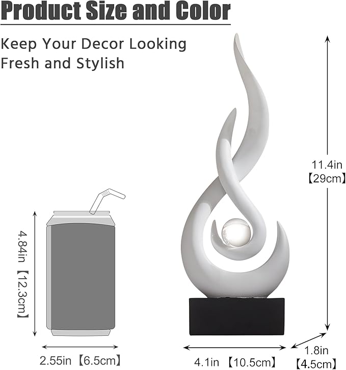 Modern Abstract Art Table Decoration,Resin Gold Statue Modern White Ornaments for Living Room Great Gift Idea Home Decor 5 * 2.5 * 10.5 inch,Home Collectibles