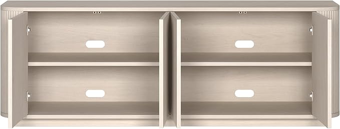 Henn&Hart Rectangular TV Stand for TV's up to 75" in Beech White, for Home, Living Room, Bedroom, Entertainment Room, Office