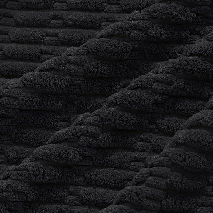 Fancy Homi 4 Packs Boho Black Decorative Throw Pillow Covers 14x14 Inch for Living Room Couch Bed Sofa, Rustic Modern Farmhouse Home Decor, Soft Plush Corduroy Cute Square Cushion Case 35x35 cm