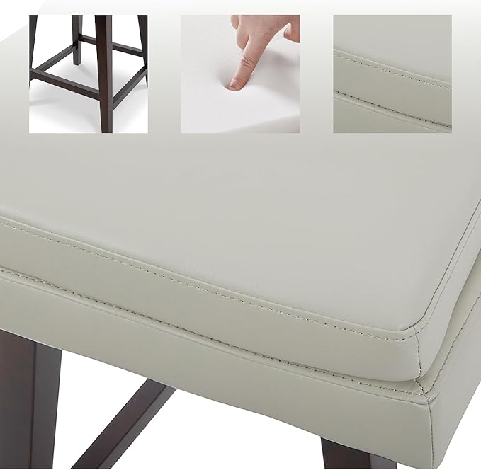 CHITA Counter Height Swivel Bar Stools Set of 4, FSC Certified Upholstered Faux Leather Barstool Chairs with Back, 26.8" H Seat Height, PU Leather in Creamy Grey