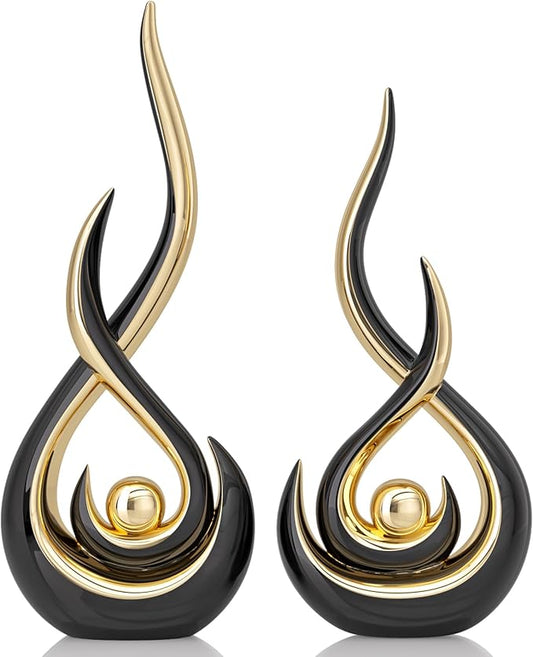 XMGZQ Modern Abstract Art Home Decor Accent,Contemporary Statues Coffee Table Decor for Living Room,Table Centerpieces for Dining Room,Ceramic Sculptures Knick Knacks for TV Stand Show Piece (Black)