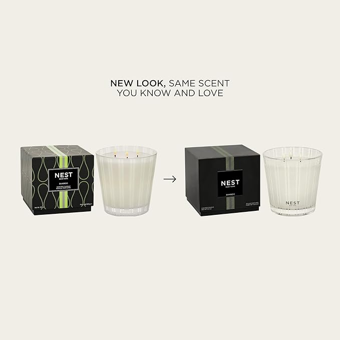 NEST New York Scented 3-Wick Candle, Bamboo - 21.2 oz - Up to 100-Hour Burn Time - Reusable Glass Vessel