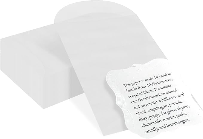 50 Sets of Square Planting Guide with Glassine Envelopes – Perfect for Seed Paper Products, Wedding Favors, and Gift Sets (Square Shape)