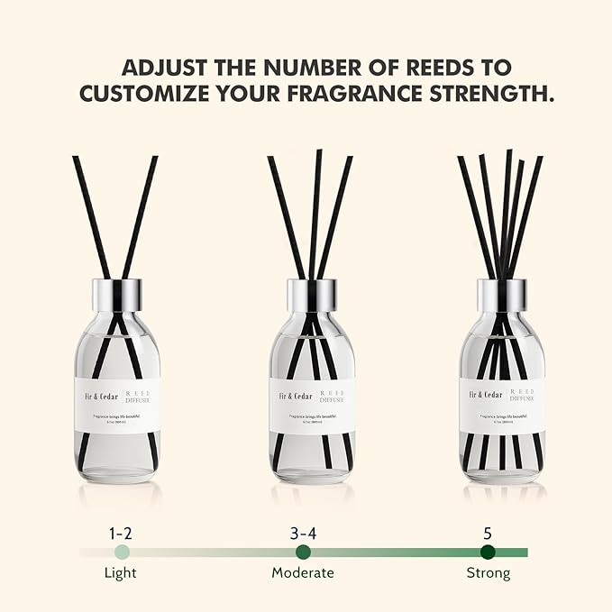 Clesh Reed Diffuser Set, 6.7 oz Cedar Scented Diffuser with Sticks, Home Fragrance Reed Diffuser for Bathroom Shelf Decor