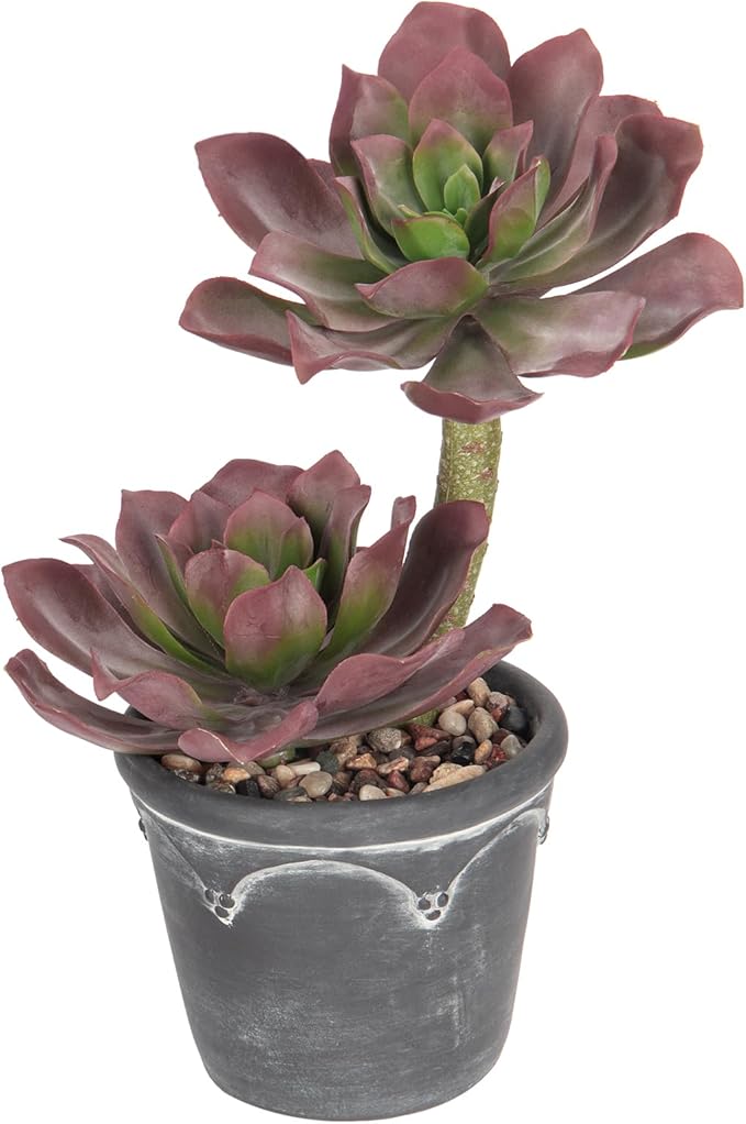 Hollyone Large Artificial Succulent Plants - Fake Agave Succulent in Vintage Cement Pot - 13" Faux Plant for Desk, Home, Office, Living Room, Table, Shelf Decor
