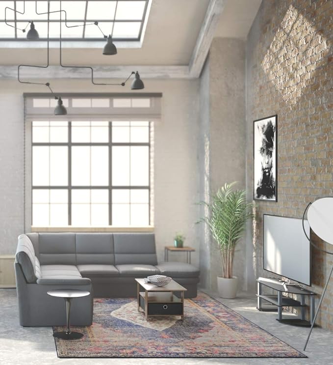 Furinno Coffee Table with Bins, Dark Brown/Black