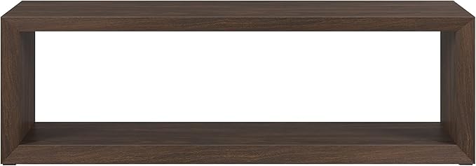 Henn&Hart 58" Rectangular Coffee Table with Open Storage Shelf for Living Room, Family Room, or Office, Alder Brown