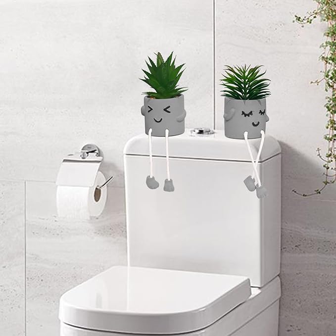 MAKHOT Artificial Succulents Potted Plant Set, Faux Succulents Office Decorations for Work Desk, Fake Plant Wall Shelf Decor for Gift, Bathroom Small Plants Decoration, Mini Plants Window Sill Decor