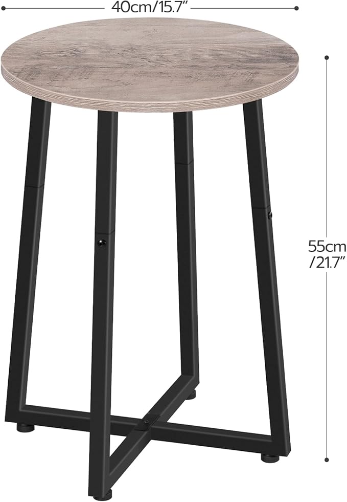 HOOBRO Side Table, Round Accent End Table with Sturdy Metal Pedestal, 15.7" Round Nightstand, for Living Room, Bedroom, Balcony, Office, Greige and Black BG95BZ01
