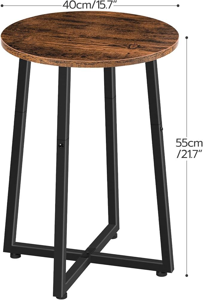 HOOBRO Side Tables Set of 2, Round End Accent Tables with Sturdy Metal Pedestal, 15.7" Round Nightstands, for Living Room, Bedroom, Balcony, Office, Rustic Brown BF95BZP201