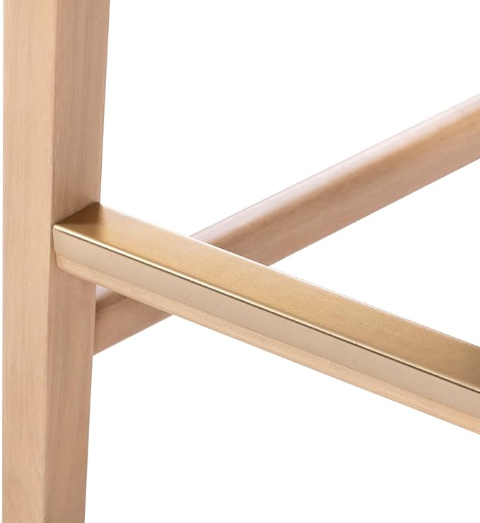 Plank+Beam Smythe Counter Stool, 24", Set of 4, Sturdy Wood Modern Kitchen Counter Height Stool, Saddle Seat Backless Counter Chair, Metal Footrest, Blonde