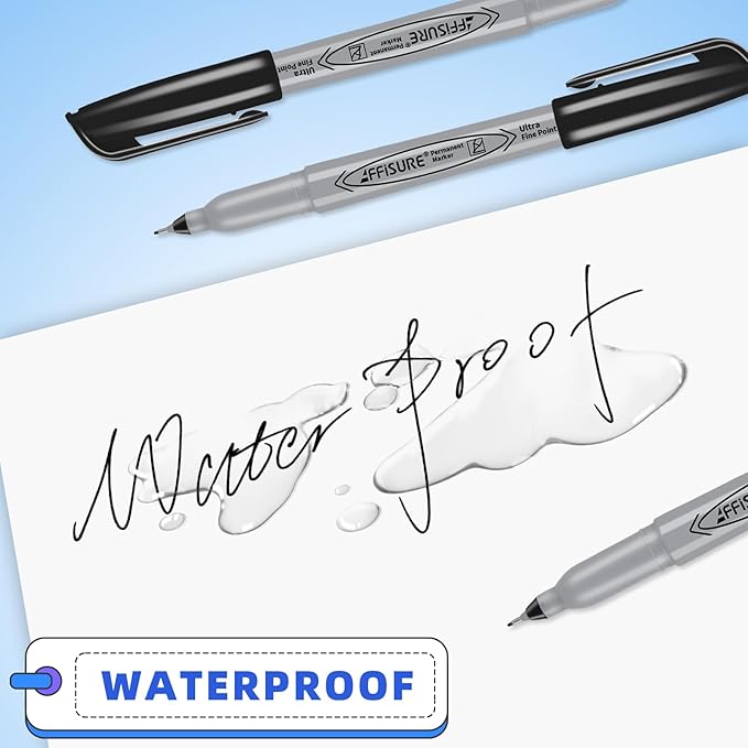 Permanent Markers, Ultra Fine Point, Black, 40 Count, 0.4mm, Fine tip permanent marker set, quick dry, waterproof, fading resists, durable, marks on paper, glass, ceramic, plastic, wood, rock, metal