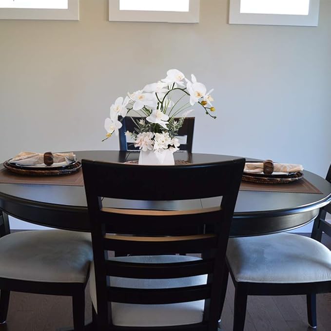 LESING Artificial Potted Orchid Flower for Table Centerpieces,Real Touch White Fake Orchid Flowers in Vase for Home Decoration ﻿(Style 2,White Vase)