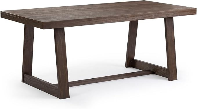 Plank+Beam 72 Inch Farmhouse Dining Table, Solid Wood Rustic Kitchen Table, Large Wooden Rectangular Dinner Table for Dining Room, Home Office, Living Room Furniture, Easy Assembly, Walnut Wirebrush
