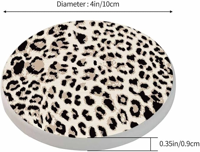 Leopard Skin Coasters for Coffee Table Cheetah Beige Brown Tiger Leather Spotted Wild Animal Fur Nature Housewarming Presents for Women Men Home Decor Office Kitchen Living Room 2 Pcs