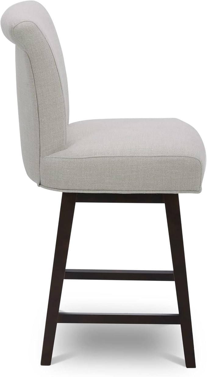 CHITA 26 Inch Counter Height Swivel Bar Stools Set of 2, FSC Certified Modern Upholstered Swivel Barstool Chairs with Back, Fabric in Linen